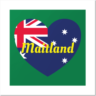 Maitland NSW Australia Australian Flag Heart Posters and Art